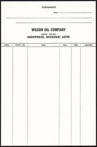 Vintage receipt WILSON OIL COMPANY Statement Montrose Missouri unused n-mint+