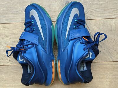 Youth 2014 Nike KD 7 GS 'Elevate' Blue/Silver Cushioned Basketball Shoes US 7