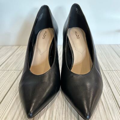 Aldo Classic Women’s Black Leather Pumps Size Heels Shoes