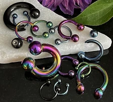 1pc Titanium Anodized Circular Barbell Horseshoe Septum, Eyebrow, Nipple Ring