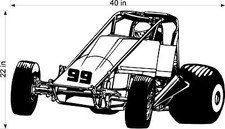 MIDGET SPRINT CAR VINYL DECAL FOR GARAGE WALL / TRAILER / TOOLBOX CLASSIC CAR