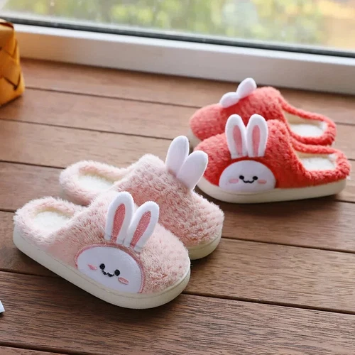 Neu Slipper für Zuhause pelzig süß Flip Flop Kaninchen drinnen Holzboden warm Baumwolle - Bild 12 von 21