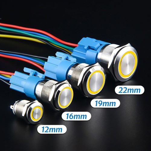 Ø 22mm Metall Druckschalter Drucktaster KFZ LED Beleuchtet 5V 12V 220V / 5A IP66 - Bild 31 von 34