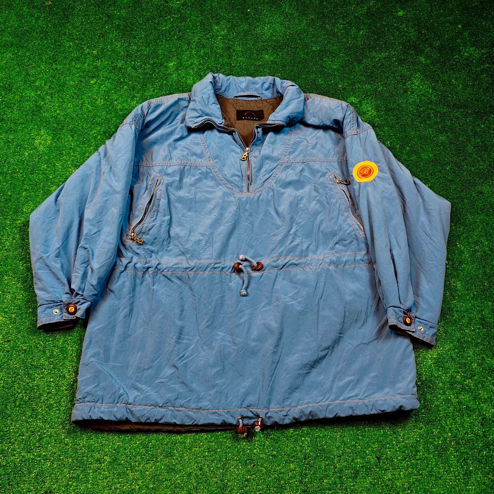 Vintage Bogner Jacket Mens M/L blue pullover 1/4 zip long sleeve outdoors parka