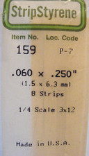 EVERGREEN 159 STYRENE STRIPS .060 X .250  8 ea 