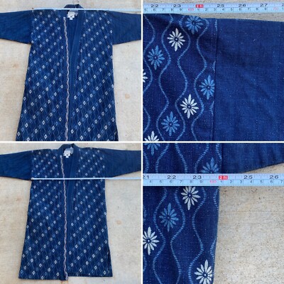 Vintage Sasakura Gensho Kimono Made In Japan Cotton Indigo Denim