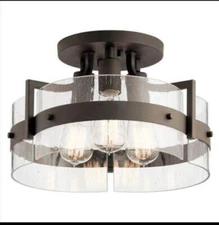 KICHLER COLMAR 3-LIGHT 14-IN OLD BRONZE SEMI-FLUSH MOUNT CEILING FIXTURE #38247