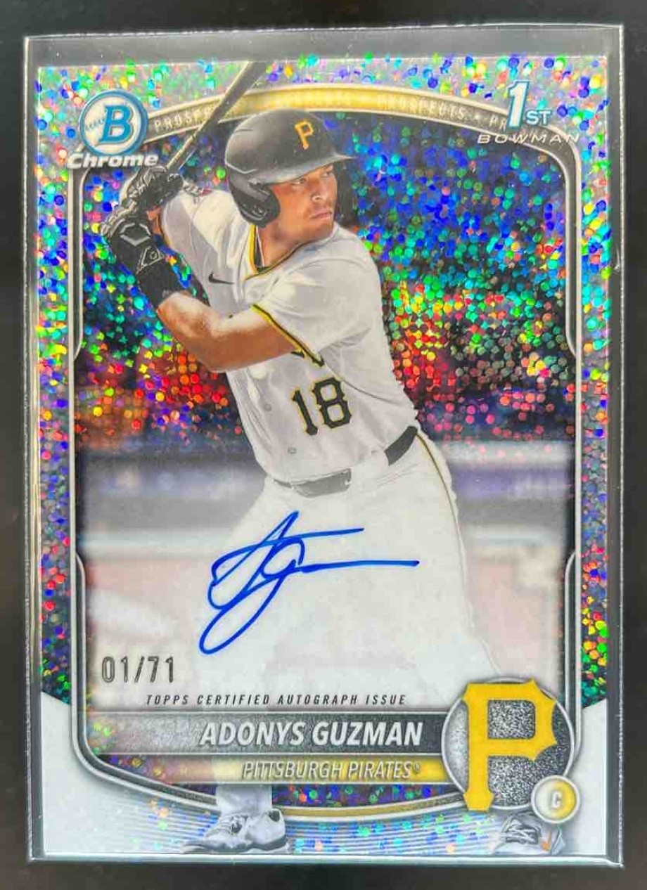 2025 Bowman Draft Adonys Guzman Chrome Auto Sparkle Refractor 1st #/71 Pirates