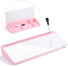 Glass Desk Whiteboard W/ Storage Desktop Organizer