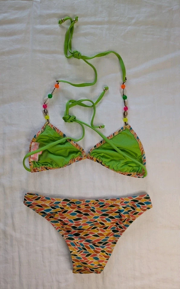 Pistol Panties Kate Bikini Set UK 10 Petal Design String Halterneck Beads Shells - Image 4 of 4