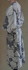 in Tokyo Japan Traditional Cotton Kimono Robe Length 58 Waves Blue White