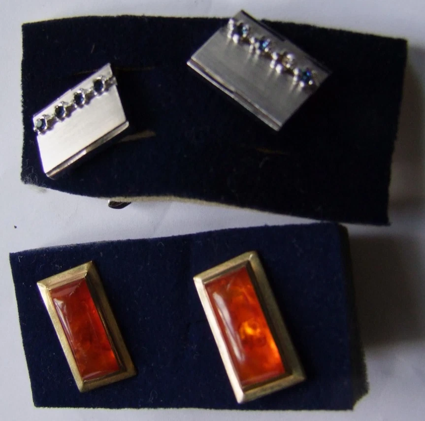 6 Paar Manschettenknöpfe, Vintage, z.T. Bernstein, Golddoublé, 835 Silber usw. - Bild 3 von 4