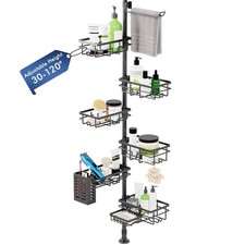 Shower Caddy Organizer Tension Pole,30-120 inch Adjustable Height Shower Shelves