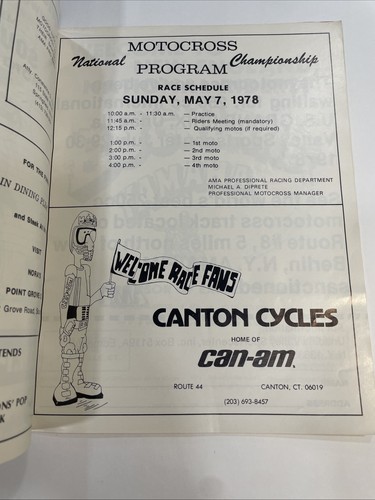 Motocross 338 1978 Campeonato Nacional Programa de Motocross Southwick Mass - Imagen 17 de 17