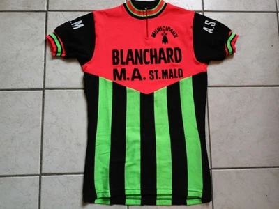 MAILLOT CYCLISTE VELO NORET ST MALO MUNICIPAUX ACRYLIQUE VINTAGE TAILLE M/D3 TBE - Photo 1/3