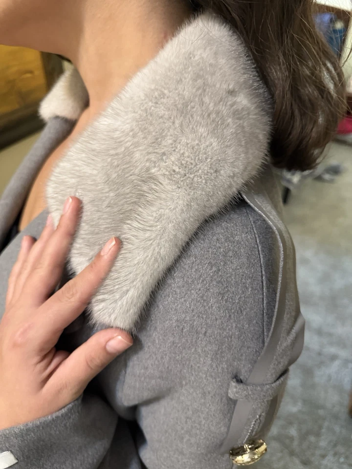 Abrigo con Capucha MaxMara Para Mujer Talla 10 Lana Cachemira Reversible Hecho en Italia Foto 3 de 4