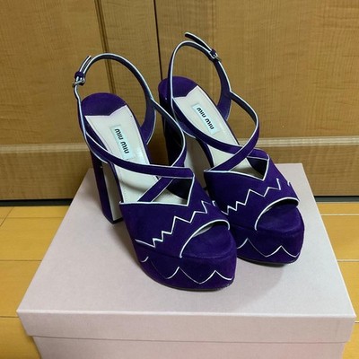 Miu Miu Platform Sandals US 7.5 EU 37.5 Purple Suede Womens