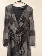 Lauren Ralph Lauren Black Lightweight Maxi Evening Long Sleeve Dress Size 12