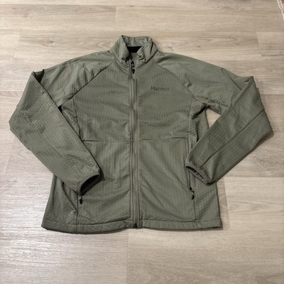 Marmot Leconte Jacket Men's Medium Green Full Zip Hiking Fleece Tech Grid