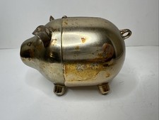 Vintage Napier Silver Plated Piggy Bank Coin Bank Clip Top Screw Bottom