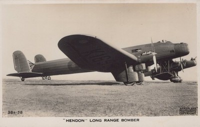 Fairey Hendon K1695 No 38 Squadron RAF Bomber 1937 - RPPC Photo Postcard