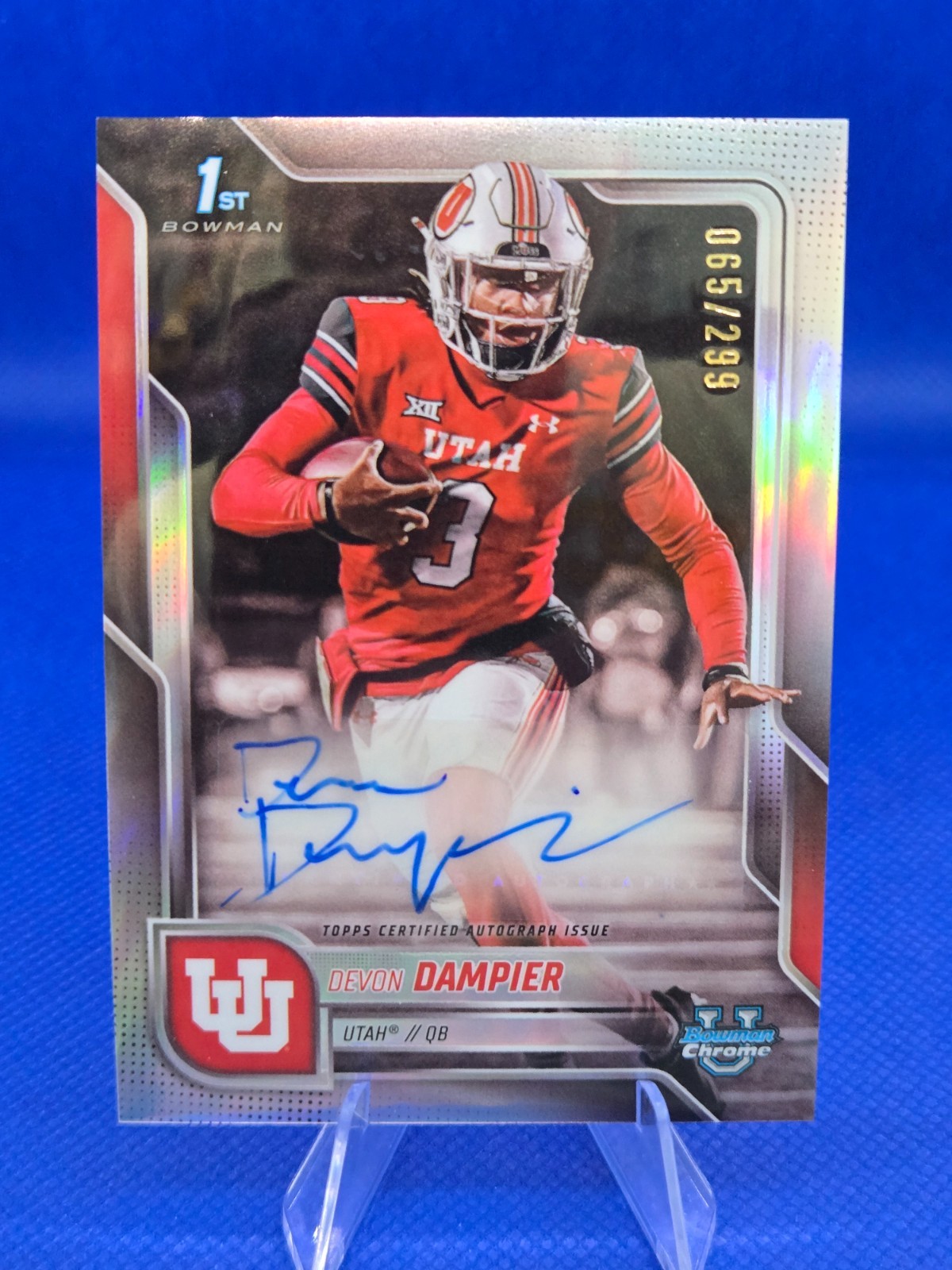 2025 Bowman Chrome U Devon Dampier 1st Bowman Refractor Auto /299 #BCA-DDA Utah