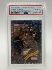 2025 TOPPS CHROME MARVEL 134 SILVER SURFER /399 Spider Web Refractor PSA 10