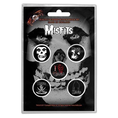 Misfits Badge Pack jarek Skull band logo new Official Black 5 x Pin Button