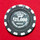 Black Casino Poker Chip $25,000 Denomination with White Edge Inserts — photo 1