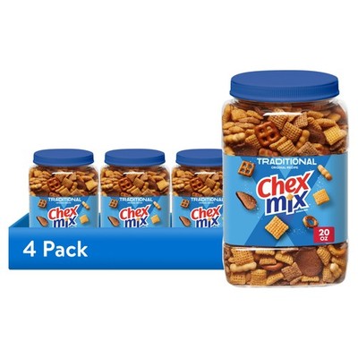 (4 pack) Chex Mix Traditional Original Recipe Snack Mix, 20 oz Tub