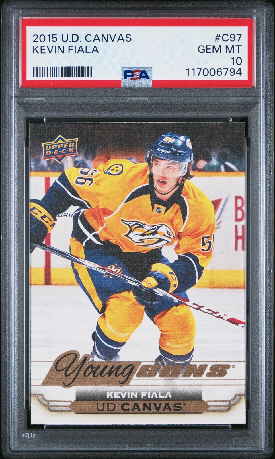 2015-16 Upper Deck Canvas Kevin Fiala #C97 Young Guns Rookie PSA 10