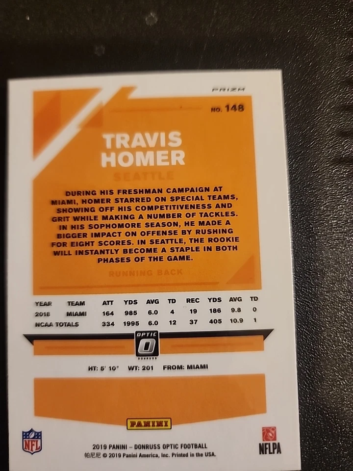 2019 Panini Donruss Optic - Rookies Travis Homer #148 Bronze Prizm (RC) - Image 2 of 2