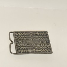 Vintage Bergamot Brass Works 1974 Pewter Optical Illusion Belt Buckle Mod Chic