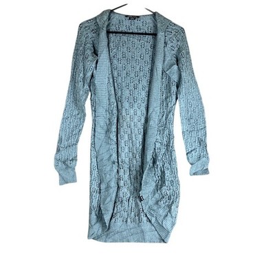 Oakley Womens Sweater Gray Hooded Open Knit Cardigan Alpaca Wool Blend XS
