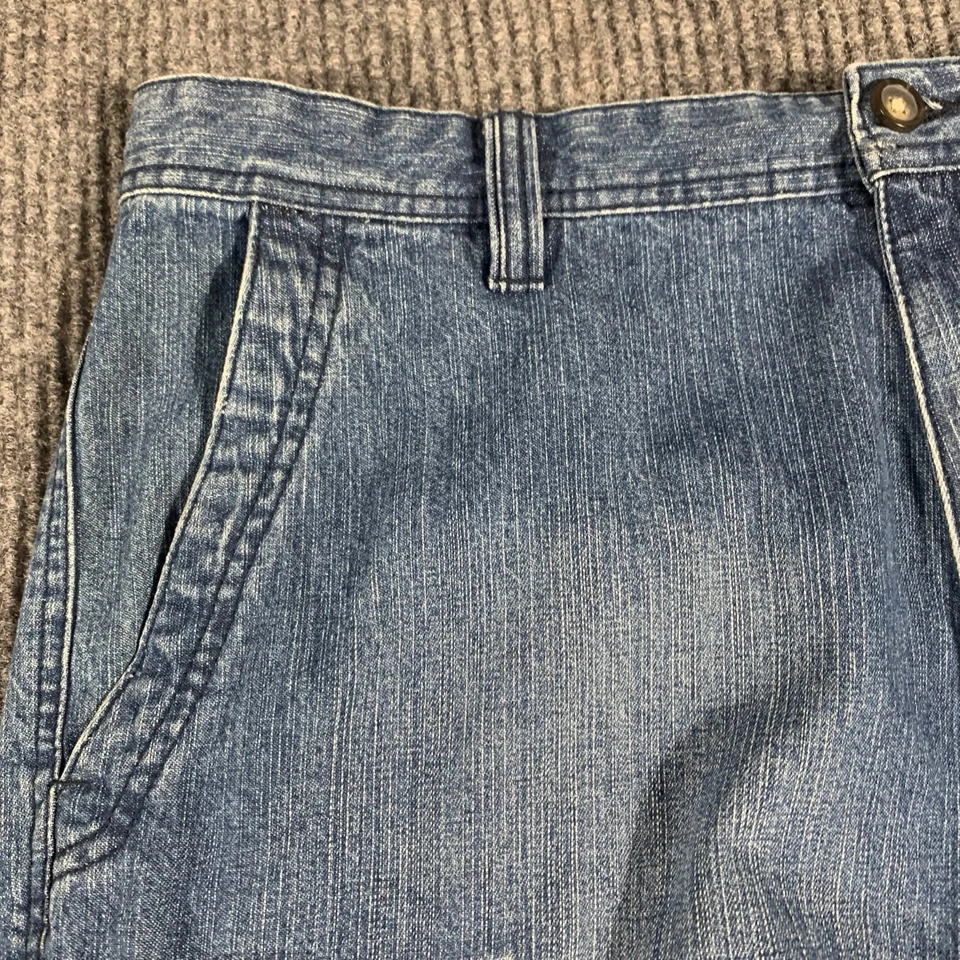 VTG St Johns Bay Shorts Mens 34 Blue Denim Cargo Pockets Y2K Outdoors Cotton - Image 4 of 4