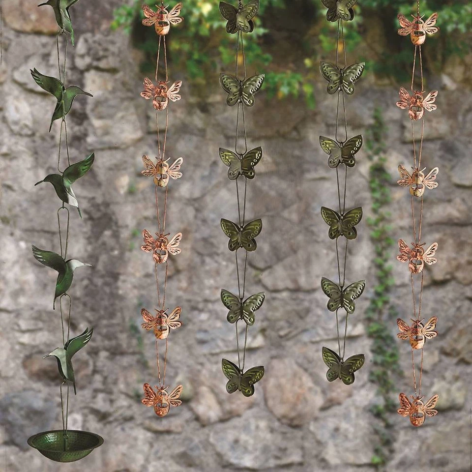 TAG Decorative Rain Chain Soothing Sounds Butterfly Moss Green Iron - Image 2 of 2