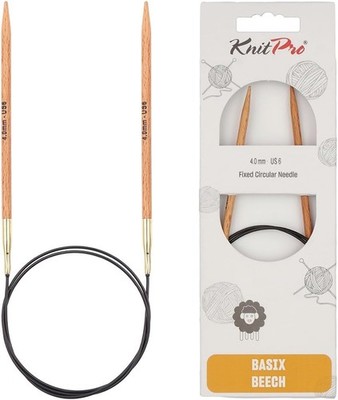 KnitPro Basix Birch Rundstricknadel, 100 cm Länge x 4.00 mm Stärken, Beige