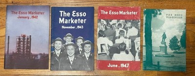 4x ESSO Standard Oil THE MARKETER Industry Magazine Years WW2 Oil Advertising