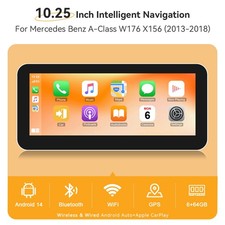 10.25" 64GB Android 14 Autoradio DAB+ F&uuml;r Mercedes-Benz GLA/G/A/CLA W176 NTG5.0