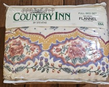 Vintage Stevens Country Inn Full Double Bed Set Floral Flannel Made In USA 1987