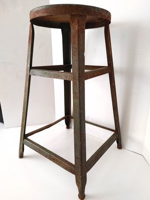 Vintage Industrial Metal Shop Stool - Drafting Seat - 24