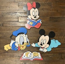 Vintage Disney Wall Cardboard Hangings Baby Mickey Minnie  Donald Lot of 4