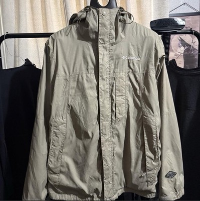 Columbia Men's Beige Windbreaker Jacket Full Zip Stand-Up Collar Nylon Size M