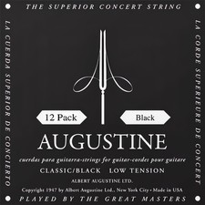 Augustine 12 Pack Classic/Black Low Tension Nylon Guitar Strings - HLSETBLACKPK