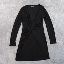 Express Dress Small Black Knee Length Long Sleeve Pullover Lined V Neck