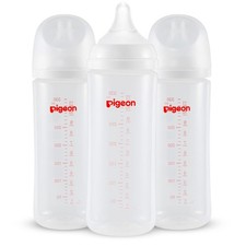 Pigeon PP Anti-Colic Baby Bottle, Wide Neck, Soft Silicone Nipple, 11.2 Oz