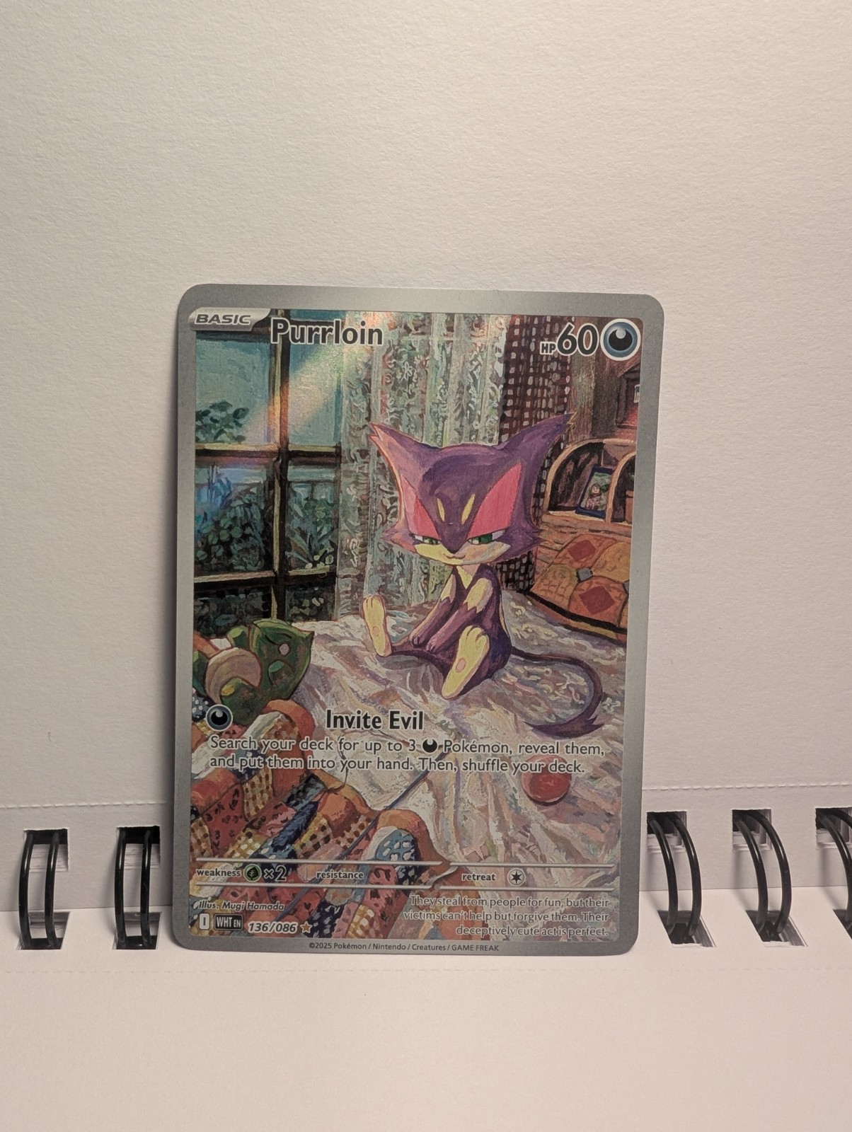 Pokemon Purrloin 136/086 Illustration Rare White Flare mint condition 🔥🔥