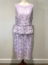 Talbots Lilac / Purple Sleeveless Lace Peplum Dress Size 8