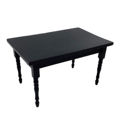 Puppenstube schlicht schwarz Tisch Miniatur Holz 1:12 Küche Esszimmer Möbel