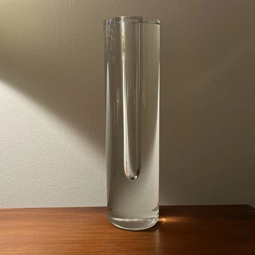 MCM Art Glass Cylinder Bud Vase Iittala - Blenko Style 10” By 3.25” Unmarked.